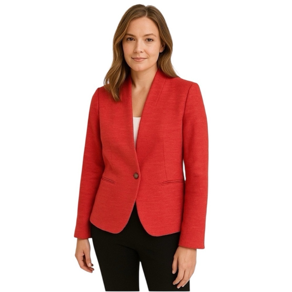 LOFT Vibrant Red Tweed Red Blazer Size 0